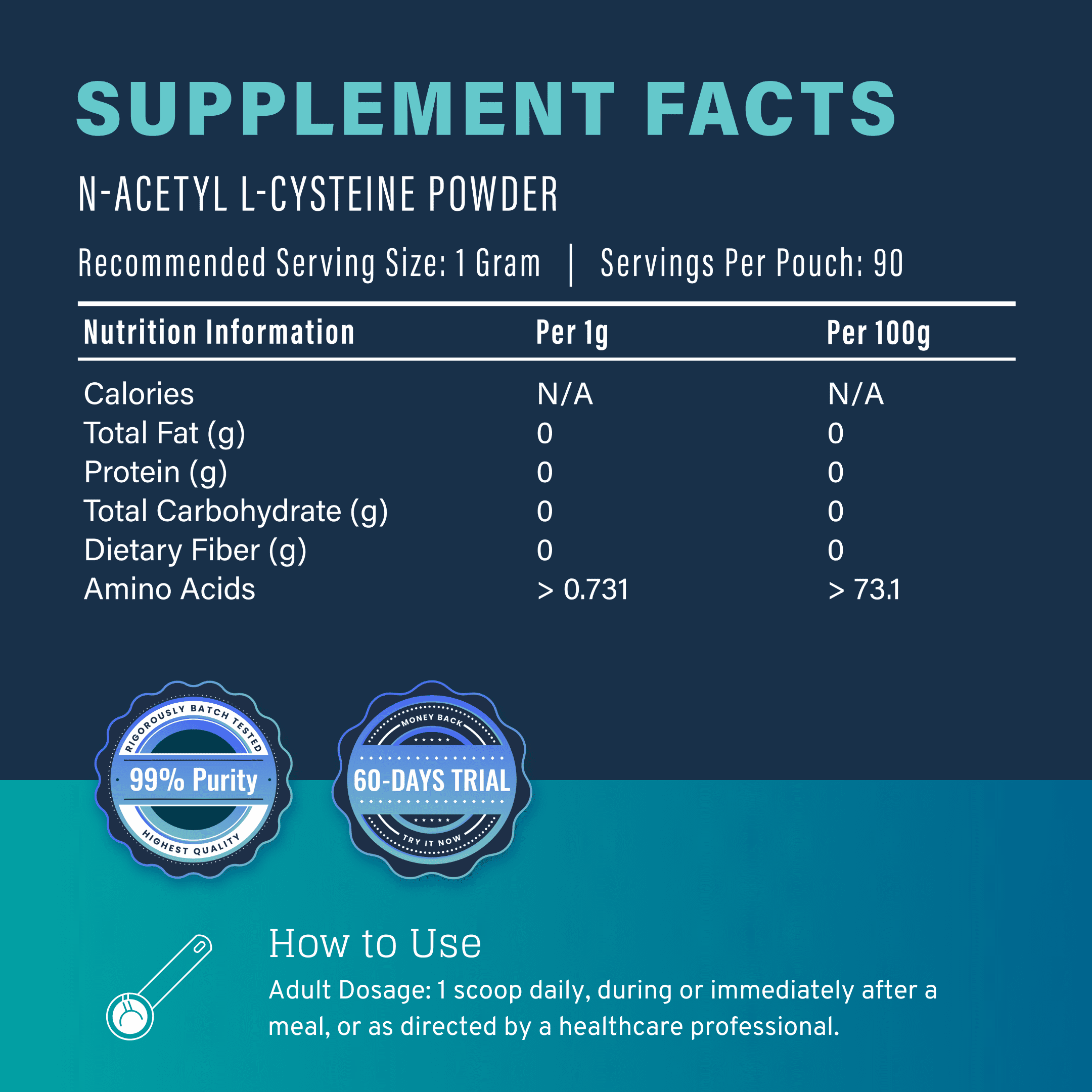 NAC Powder (N-Acetyl L-Cysteine) 90g – Antioxidant Support for Detox, Immune Health & Cellular Wellness – 90 Servings – Lifespan Supplements