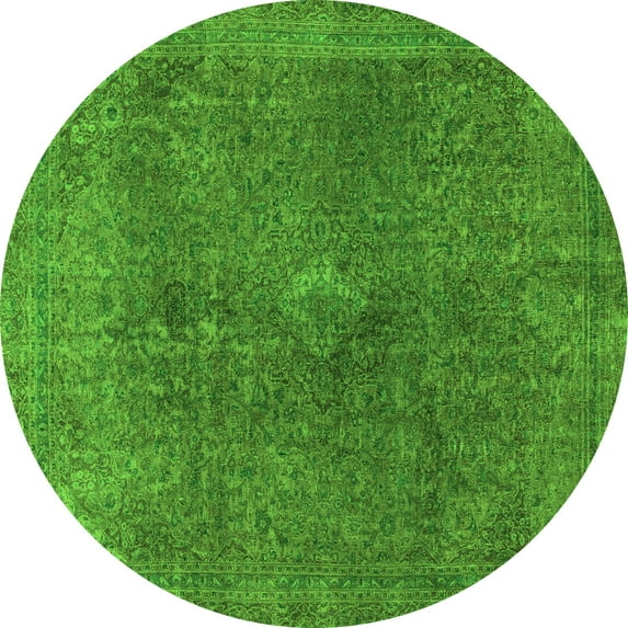 Ahgly Company Indoor Round Abstract Green Modern Area Rugs, 5' Round