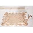 thumbnail image 4 of Rectangle Rug Natural Jute Rug Hand Braided Beige and White Color Rounding Line Area Rug, 4 of 5