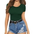 thumbnail image 2 of Xishao Women's Round Neck Short Sleeve T Shirts Basic Bodysuits Xishao ropa, 2 of 2