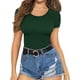 thumbnail image 2 of Xishao Women's Round Neck Short Sleeve T Shirts Basic Bodysuits Xishao ropa, 2 of 2