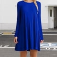 thumbnail image 3 of BAETEUY Women Dress Round Neck Loose Long Sleeves A-line Mini Dress, 3 of 7