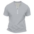thumbnail image 4 of xfsWaSs Mens Solid Color Half Zip Short Sleeve T Shirts Stand Collar Athletic Casual Tops Breathable Gym Workout Tee Stylish T-Shirts Fashion T Shirts, 4 of 4