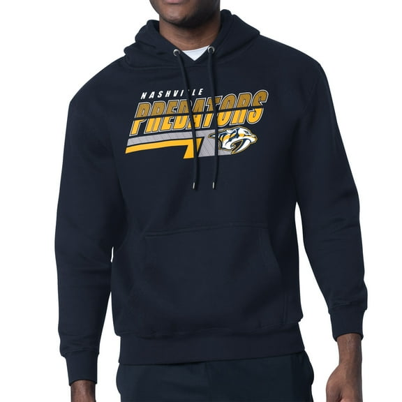 Men's Starter Navy Nashville Predators Logo Push Fleece Hoodie