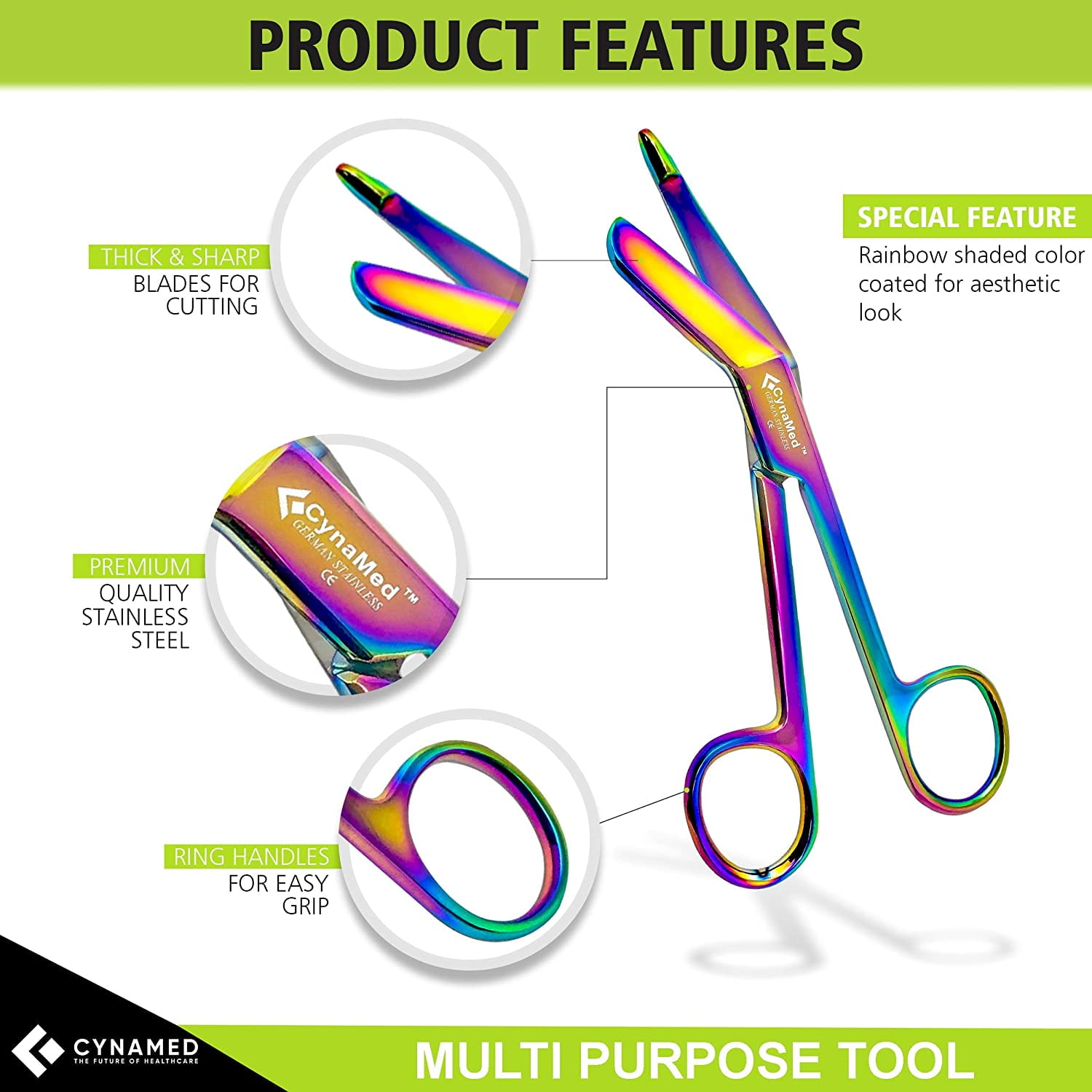 OdontoMed2011 Lister Bandage Scissors 5.5" - Purple Coated Handle For Nurses, EMT, First Aid