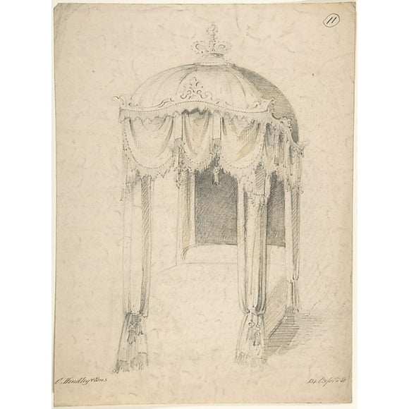 Design pour un Lit avec Affiche à Baldaquin par Charles Hindley et Fils (britannique, Londres 1841 1917) (18 x 24)