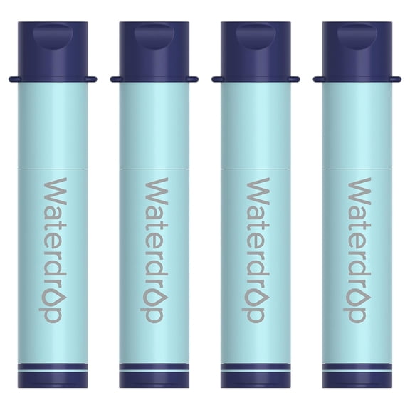 Waterdrop Gravity Water Filter Straw, Camping Water Filtration System, Water Purifier Survival for Travel, Emergency Preparedness, 0.1 Micron, 4 Pack