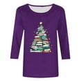 thumbnail image 4 of Miqool Christmas Shirts for Women Trendy Glitter Xmas Tree Graphic Crewneck 3/4 Sleeve Blouses Loose Casual Ugly Funny Tops, 4 of 5