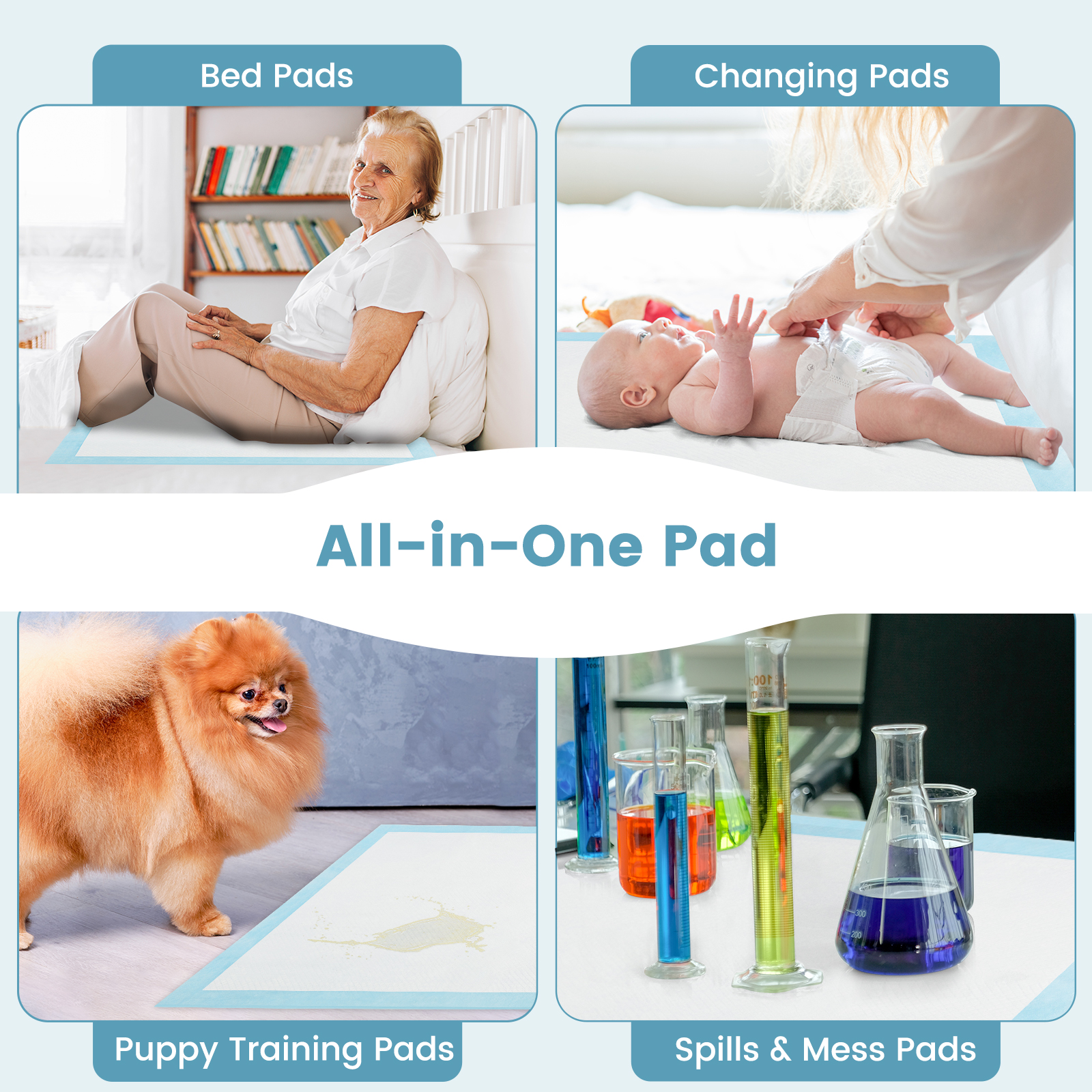 Gymax 24''x 17''(300 Counts) Dog Potty Training Pads Puppy Pee Pads w/ Quick-Drying