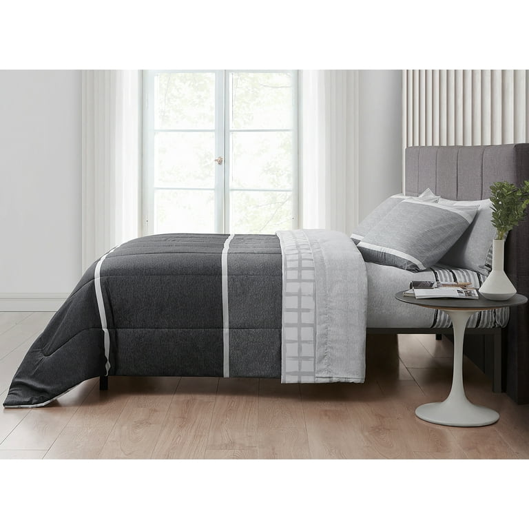 Style2 Alfie Gray Queen Bedding Set, Reversible 7-Piece Polyester