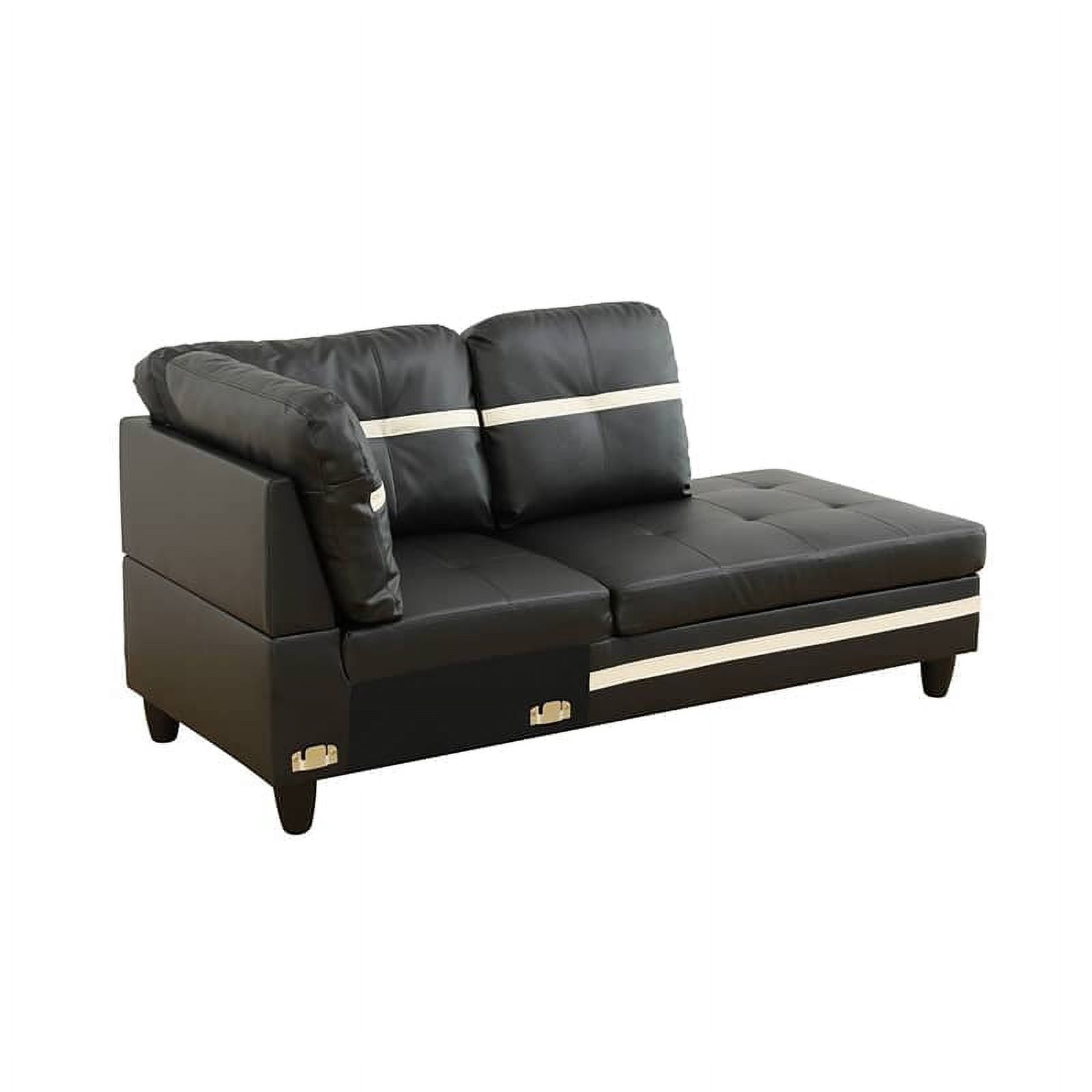 MAYEERTY 103.5" Modern Semi PU Leather 3-Piece Couch Set Black White Bold Contrast Modern Living Room