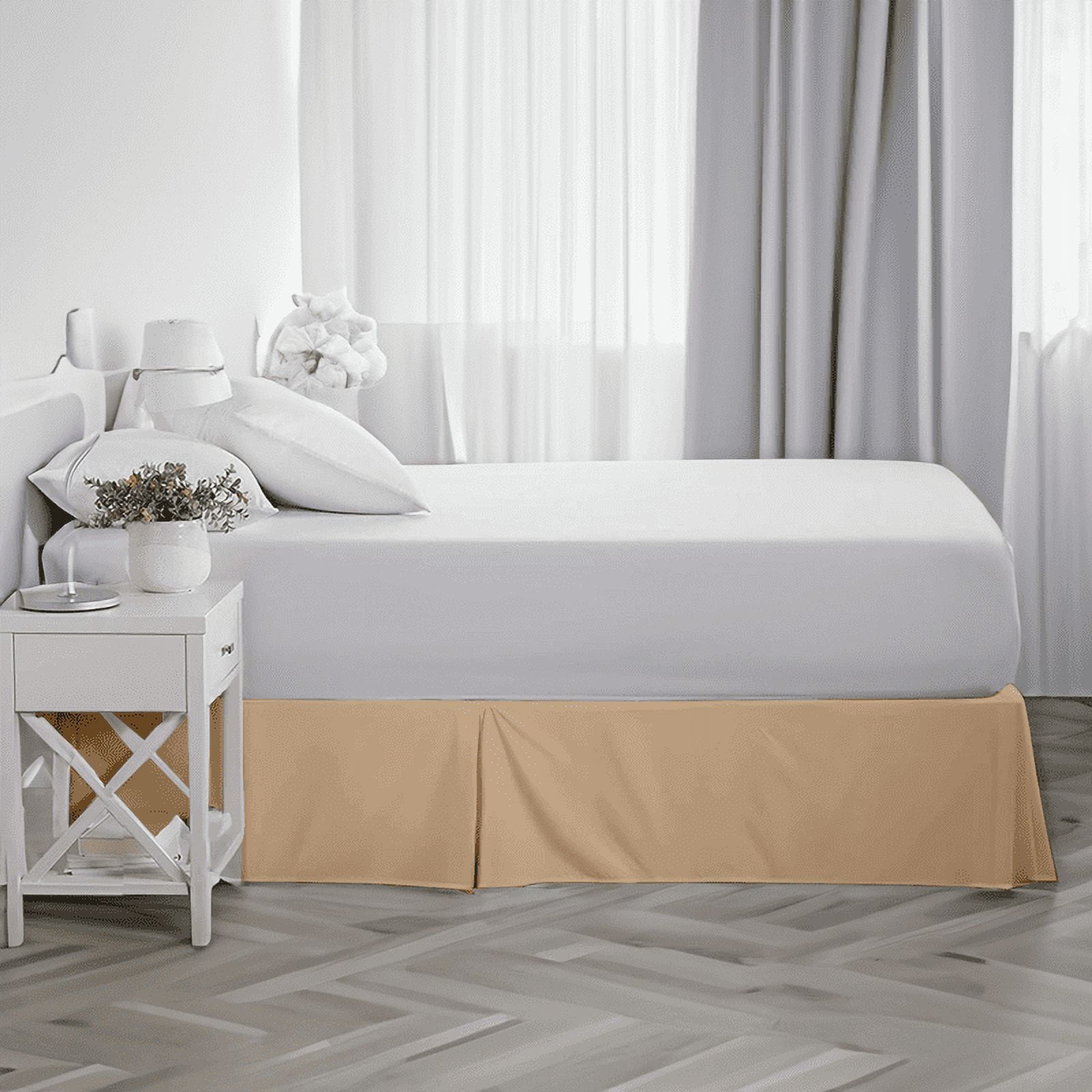 EASYCOT 800 Thread Count 100% Egyptian Cotton Hotel Quality Luxurious Box Pleated Bed Skirt Easy Fit with&nbsp;16" Drop Length ( Beige , Twin - XL )