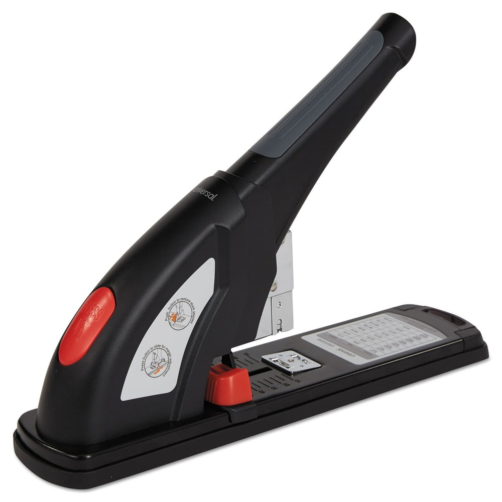 Universal UNV43048 Heavy-Duty 200 Sheet Capacity Stapler - Black/Graphite/Red
