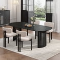 thumbnail image 5 of MAYEERTY Modern 67*33.5*30" Oval Black Dining Table with Arc - shaped Rattan Legs, Seats 6, 5 of 10