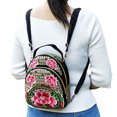 thumbnail image 3 of Wangscanis Embroidered Flower Zipper Travel Shoulder Bag Daypack for Women, 3 of 9