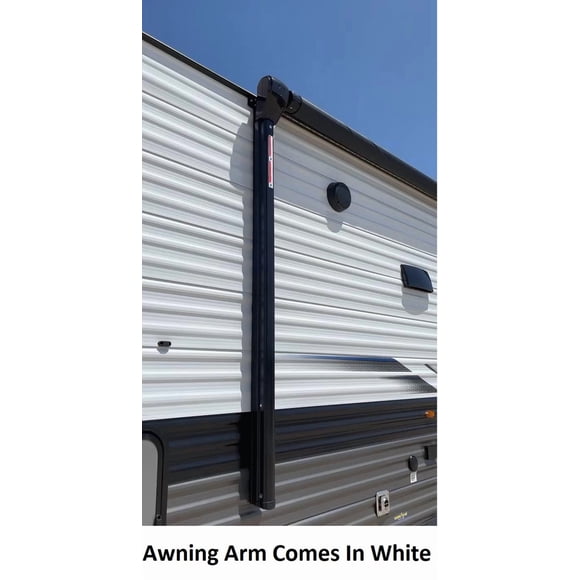 Velarium Awning Arm VP6812A Patio Awning; For Use On Coaches With Straight Sides; Electric; 68 Inch Awning Rail To Floorline; White; Adjustable Pitch; Full Set