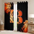 thumbnail image 2 of Homewish Initial B Letter Black Out Curtains for Kids, Cartoon Basketball Sport Curtains Pack of 2 (42x63 Each), Black Orange Bedroom Curtains, Window Curtains Decor, 2 of 6