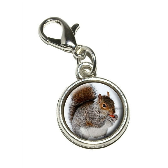 Squirrel Eating in Winter Bracelet Charm