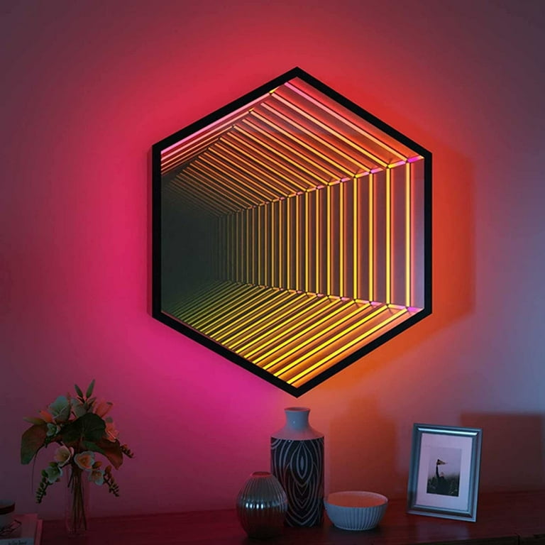 Infinity LED Wall Mirror, Geometric RGB Colour Changing Wall Decor. - Walmart.com