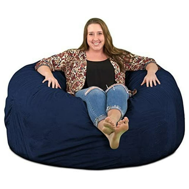 Ultimate Sack 5ft Foam Filled Washable Suede Covered Bean Bag Chair, Navy