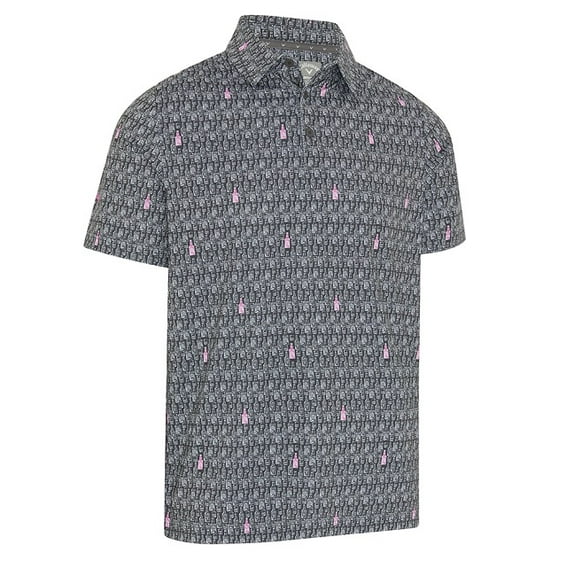 Callaway Golf Short Sleeve Scotch Novelty Print Polo Asphalt Small