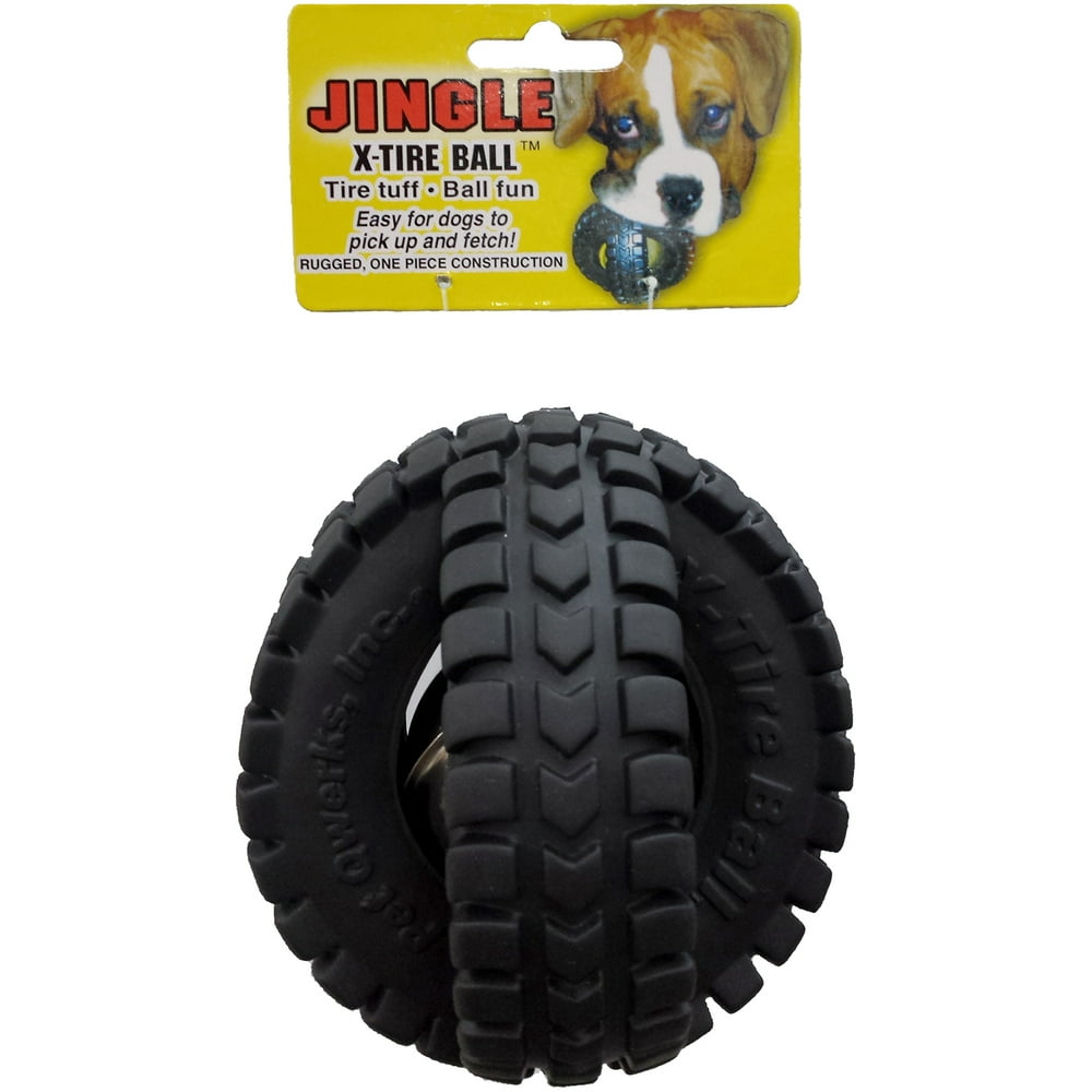 Pet Qwerks Jingle X-Tire Ball Dog Toy, Large - Rugged Tires with a ...