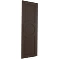 thumbnail image 2 of 18"W x 79"H True Fit PVC Center Circle Arts & Crafts Fixed Mount Shutters, Raisin Brown (Per Pair - Hardware Not Included), 2 of 7