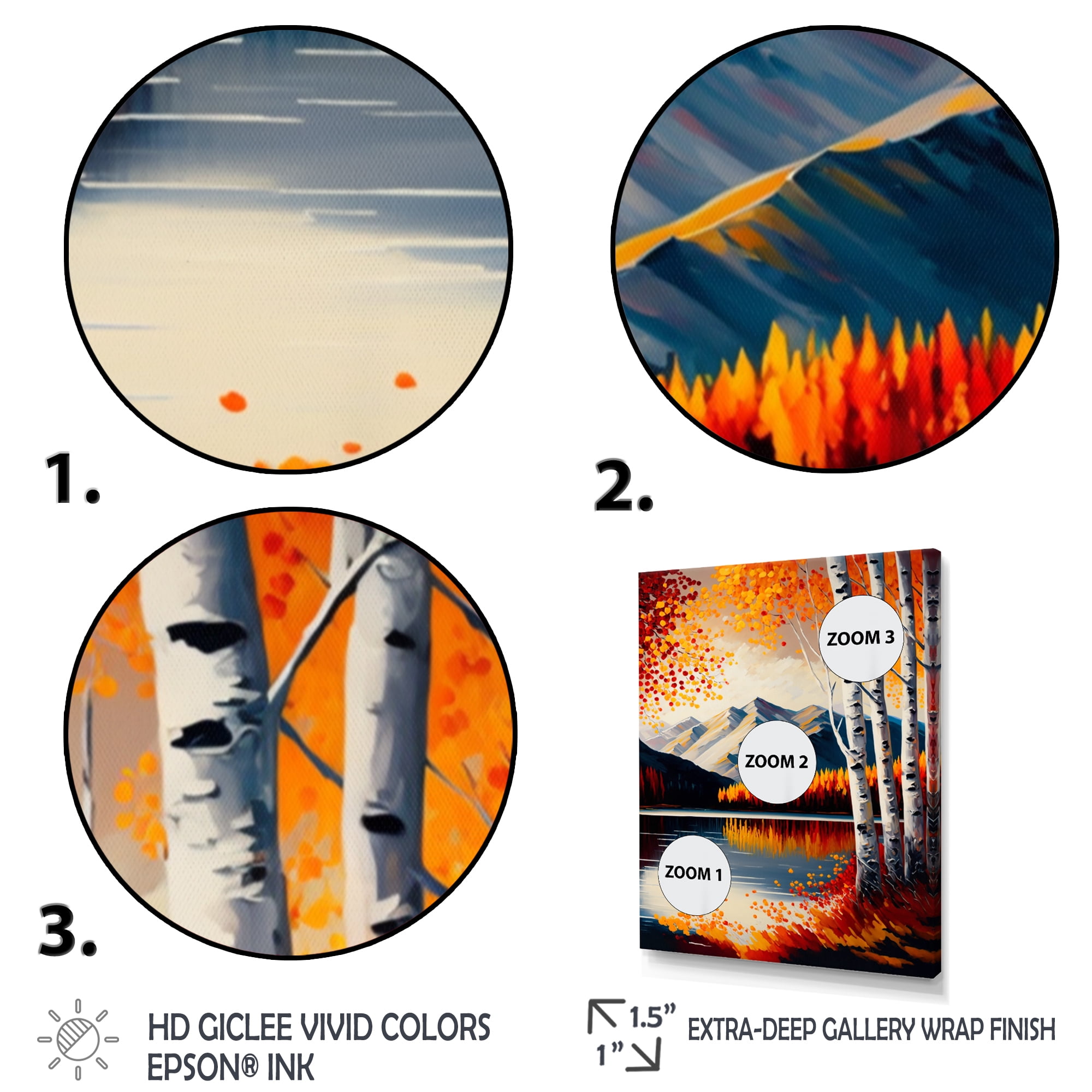 Designart Red And Orange Birch Trees By The Lake V Canvas Wall Art