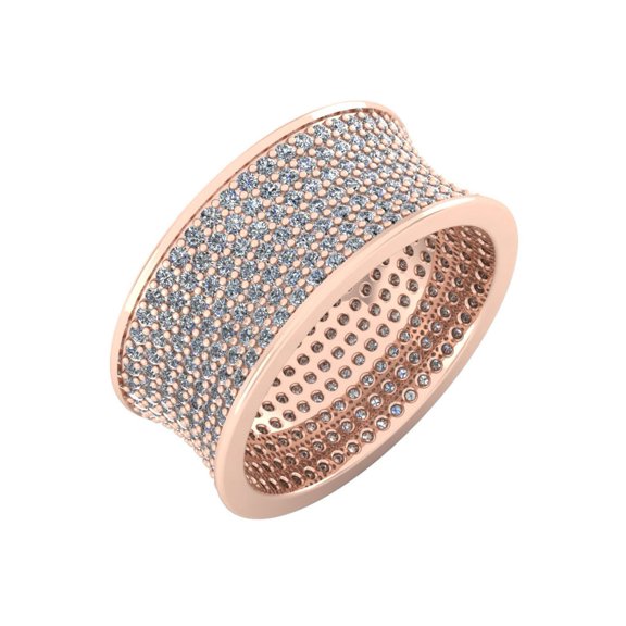 3.00Ct Round Cut Natural Diamond 7Row Concave Anniversary Wedding Eternity Band Ring Solid 14k Gold GH I1