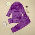 thumbnail image 4 of WOYY Toddler Girls Satin Pajamas Long Sleeve Button Down Sleep Shirt Pants Sleepwear, Sizes 3-4T, 4 of 7