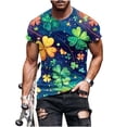 thumbnail image 2 of Gamivast Graphic T Shirts for Men Print Muscle Fit Crew Neck T-Shirts Stretch Short Sleeve Tee Shirts Colorful Clover Night Club Party Clothing, 2 of 5