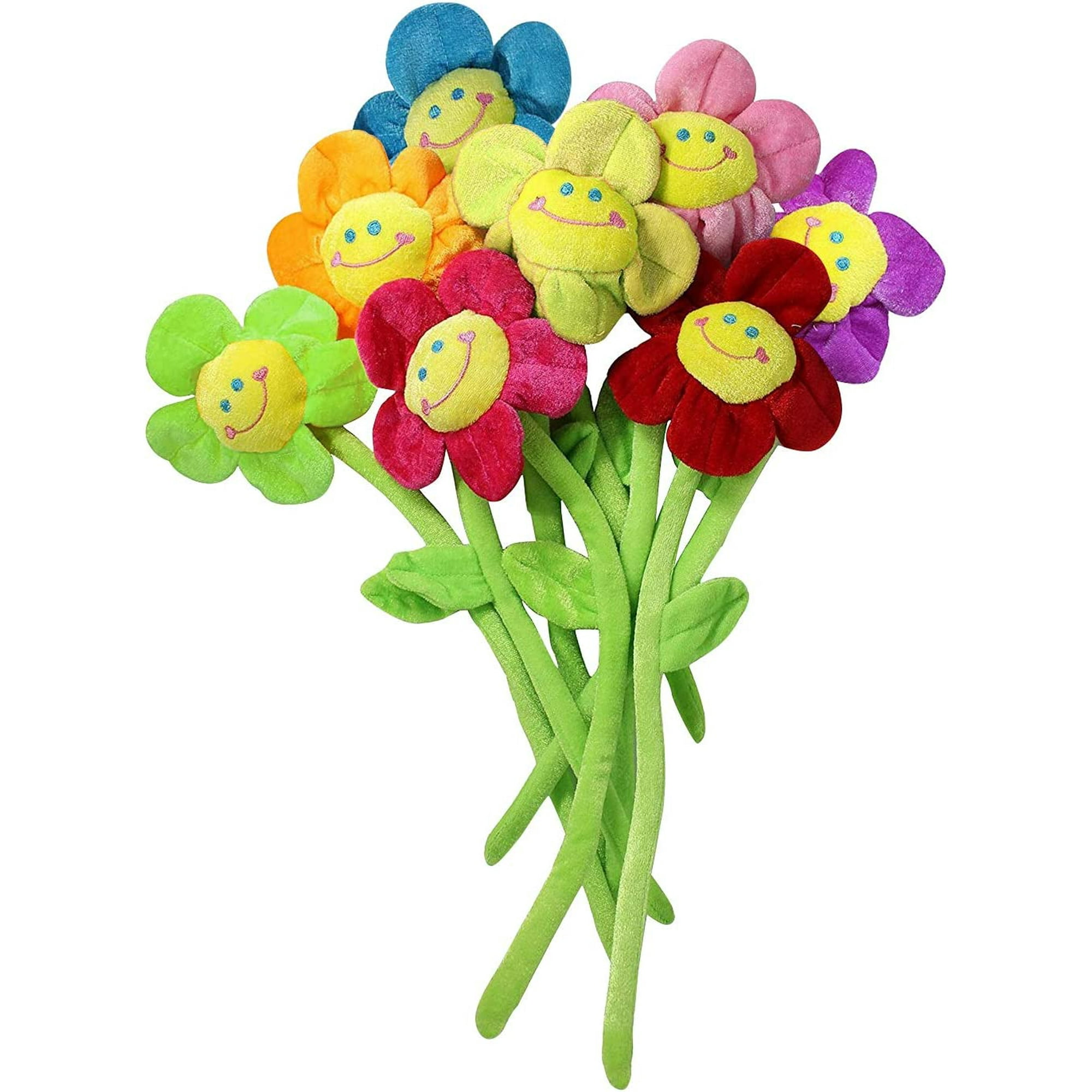 SHSLING 8PCS Artificial Plush Flower Bendable Curtain Buckle Tiebacks Birthday Wedding Party Durable Plush Daisy Flower Bouquet with Happy Smiley Face Gift for Kids Baby Girl Toddlers Walmart