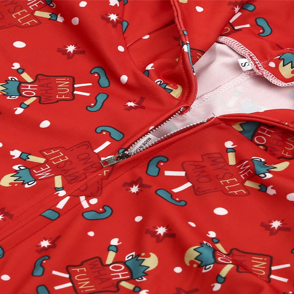 Pyjamas Familiaux Assortis Noël - Combinaison Polaire à Capuche Avec Zip | Tenue D'intérieur Chaleureuse Et Festive