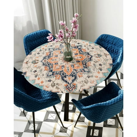 

Tablecloth Round Fitted Retro Murals Medieval Elastic Edged Table Cover Protector Cloth Waterproof Polyester Rectangle 40 -44