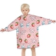 thumbnail image 3 of Pink Cow Milk Strawberry Pattern Blanket Hoodies for Kids 6-13YR Oversize Wearable Blanket Hoodies for Boys Girls Teens, 3 of 7
