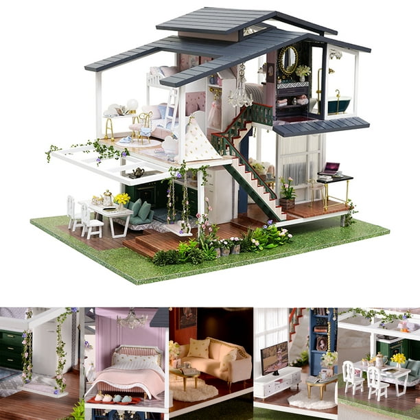 Flever Dollhouse Miniature DIY House Kit Creative Room with Furniture for  Romantic Artwork Gift (Monet Garden)