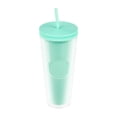 thumbnail image 2 of Paquete con 25 piezas de Vaso de plástico doble pared con popote agua 9.7 x 22.7, 2 of 5