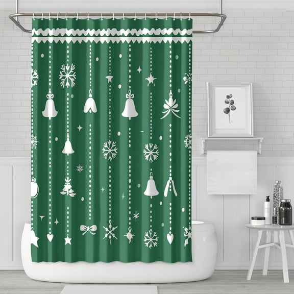 Red Christmas Bath Curtain,Colorful Balls Pine Trees Snowflake Bathroom Curtain Elegant Shower Curtains for Campus Bathroom Decor Christmas
