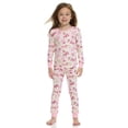 thumbnail image 3 of Cudlie Girls’ 4-Piece Pajama Set – Long Sleeve Cotton Blend Sleepwear, 2 Tops and 2 Pants, Fun Prints – Elephants and Animals– Size 5T, 3 of 9