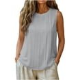 thumbnail image 1 of ZVNAH Camisole à devant Plissé pour Femme, Blouse Décontractée Sans Manches à Col Rond et Coupe Ample, P-2TG, 1 of 6