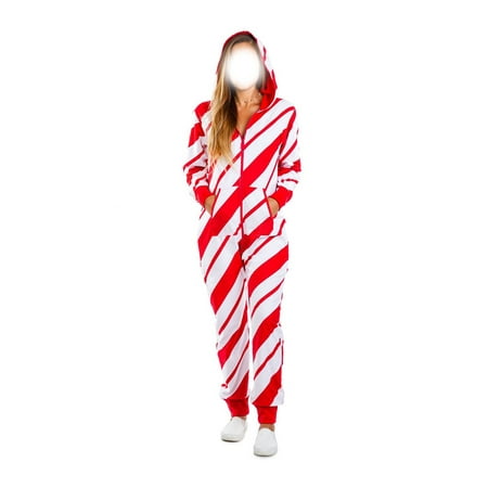 

Women Zip Up Warm Onesie Pajamas Christmas Hooded One Piece Jumpsuit Homewear