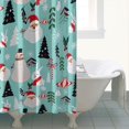 thumbnail image 4 of Blue Christmas Santa and Snowman Pattern Shower Curtain 84"x72" ,Bathroom Decorative Shower Curtains Set with 12 Hooks,Modern Waterproof Washable Shower Curtain, 4 of 6