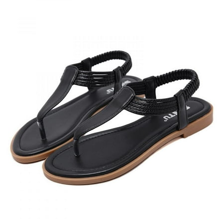 

Todqot Sandals Women- Quick-drying Flip-flops Flat Summer Casual Anti-slip Beach Slippers Black 38