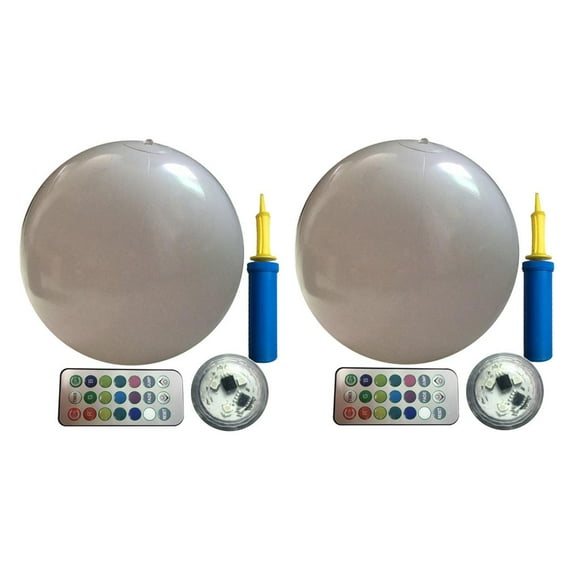 GROWTH TANK 2x Pool Toy 16 Colors Glowing Ball Inflatable LED Light Up Beach Ball W / Remote