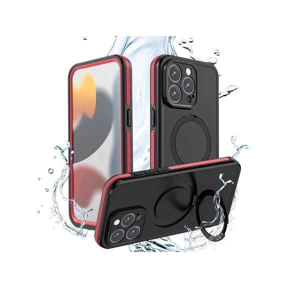 Waterproof Case for iPhone 15 Pro Max 6.7 inch with Magnetic Stand, IP68 Waterproof Dustproof Case [Compatible with MagSafe] [Built-in Screen Protector] Full Body Heavy Protective Cover