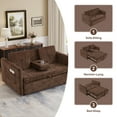 thumbnail image 2 of Noodeniya 57" 3 In 1 Convertible Sleeper Couch Bed with two cup holders, pull out sofa bed with USB and Side Pocket, Brown, 2 of 17