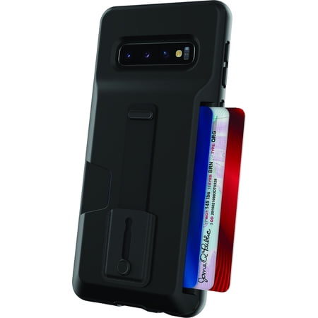 Blackweb Card Pocket Case with Holding Strap and Kickstand for Samsung Galaxy 9 - Black