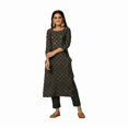 thumbnail image 1 of DWEEP SARA Women’s Grey Modal Silk Kurta Pant Set Printed Straight Fit, XL/42, 1 of 5