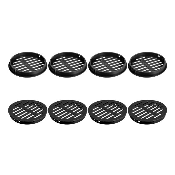 8 Pcs Évents Circulaires en Soffit 80mm/3.15 Pouces, Couvercle de Ventilation en Plastique, Persienne Ronde en Maille pour Salle de Bain Cuisine Armoire Garde-Robe, Noir