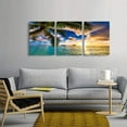 thumbnail image 4 of Abstract Ocean Sea Wall Art Art - Abstract Sunset Palm Landscape Blue Sky Wall Art Canvas Print Framed Picture Painting for Room Home Decorations (B-3pcs,12"x16"x3pcs), 4 of 6